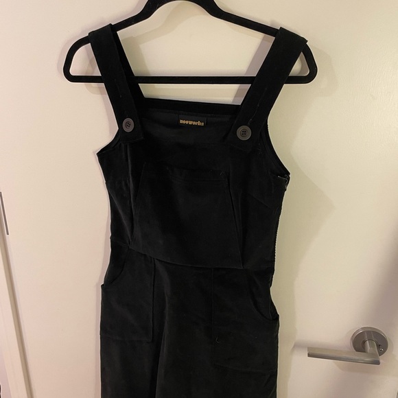 Nooworks Black Corduroy Pinafore Dress, Small - Picture 3 of 6